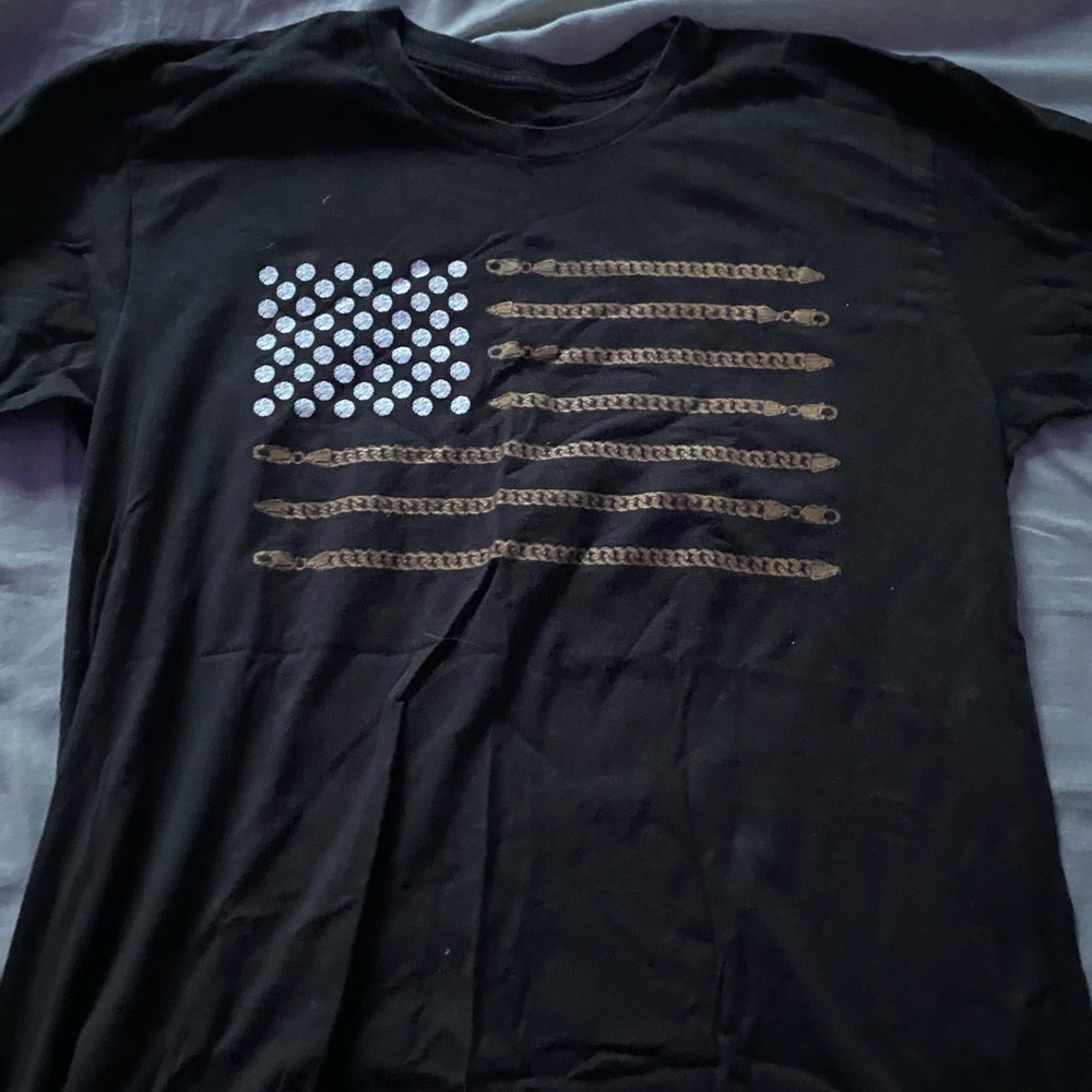 Gold bracket and diamond stars flag shirt